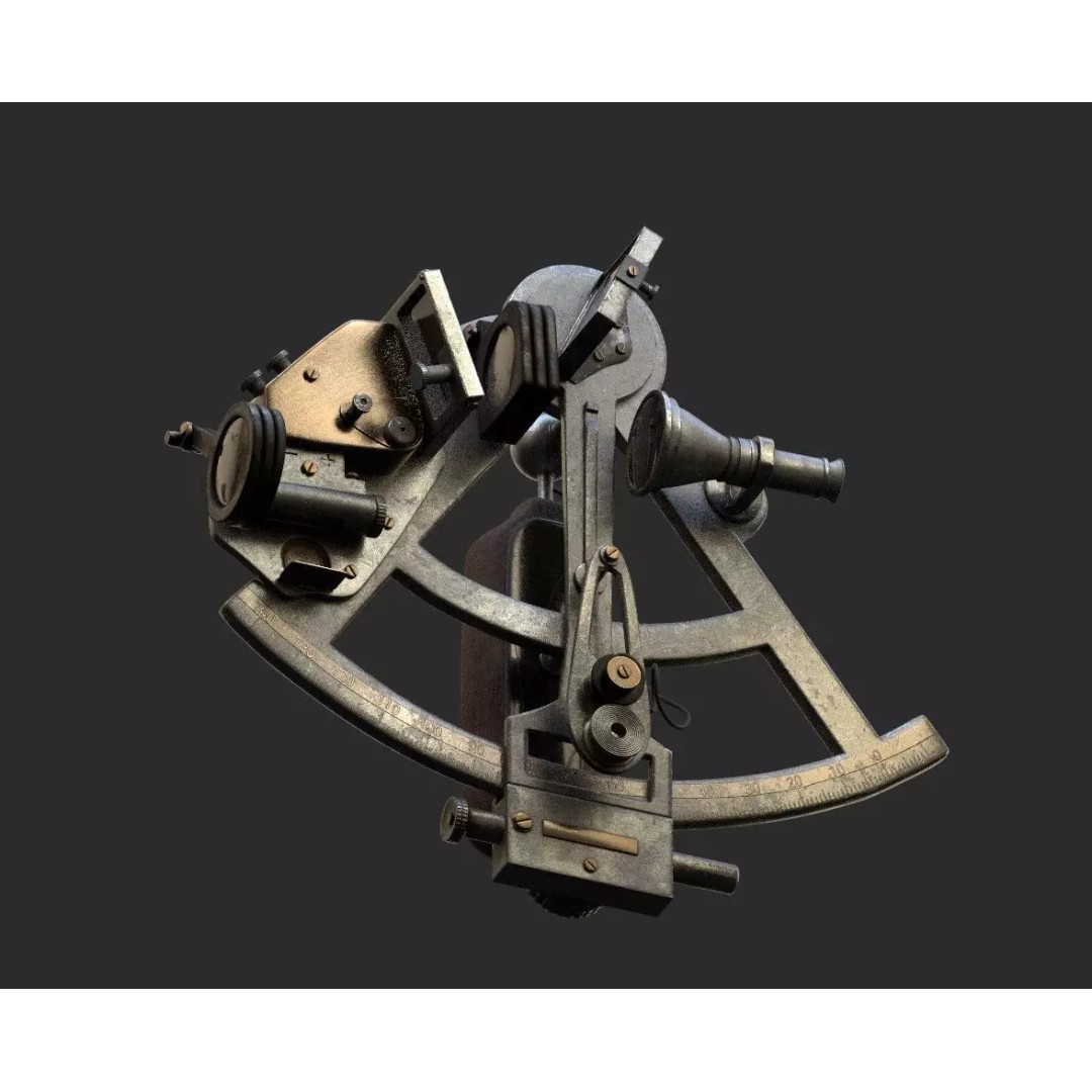 Precision Sextant 3D Model – Low Poly PBR Navigation Tool, Blender - View 2