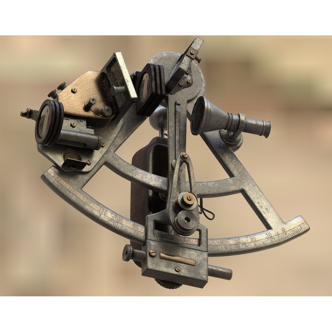 Precision Sextant 3D Model – Low Poly PBR Navigation Tool, Blender - View 3