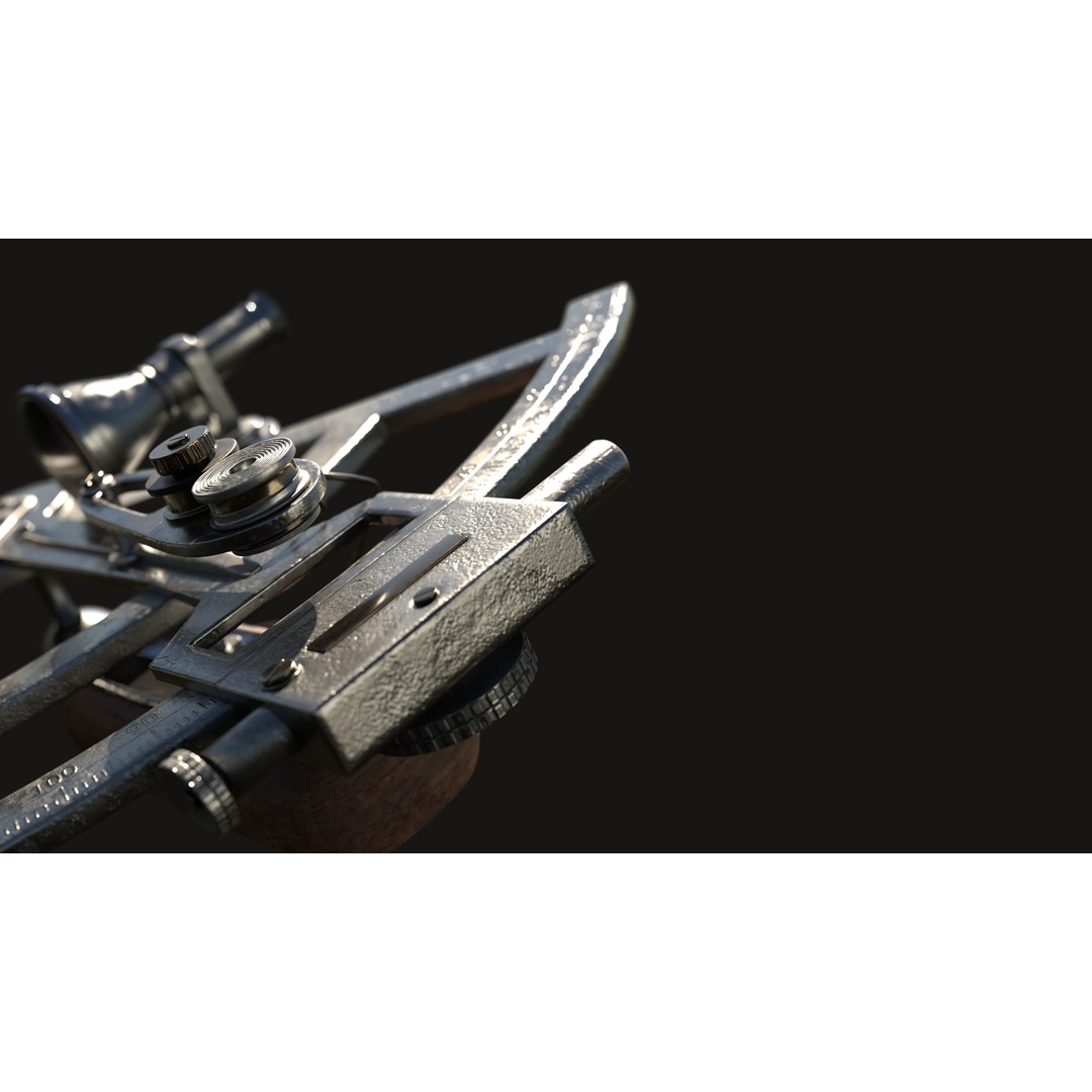 Precision Sextant 3D Model – Low Poly PBR Navigation Tool, Blender - View 4