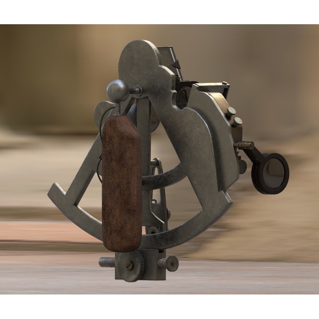 Precision Sextant 3D Model – Low Poly PBR Navigation Tool, Blender - View 6