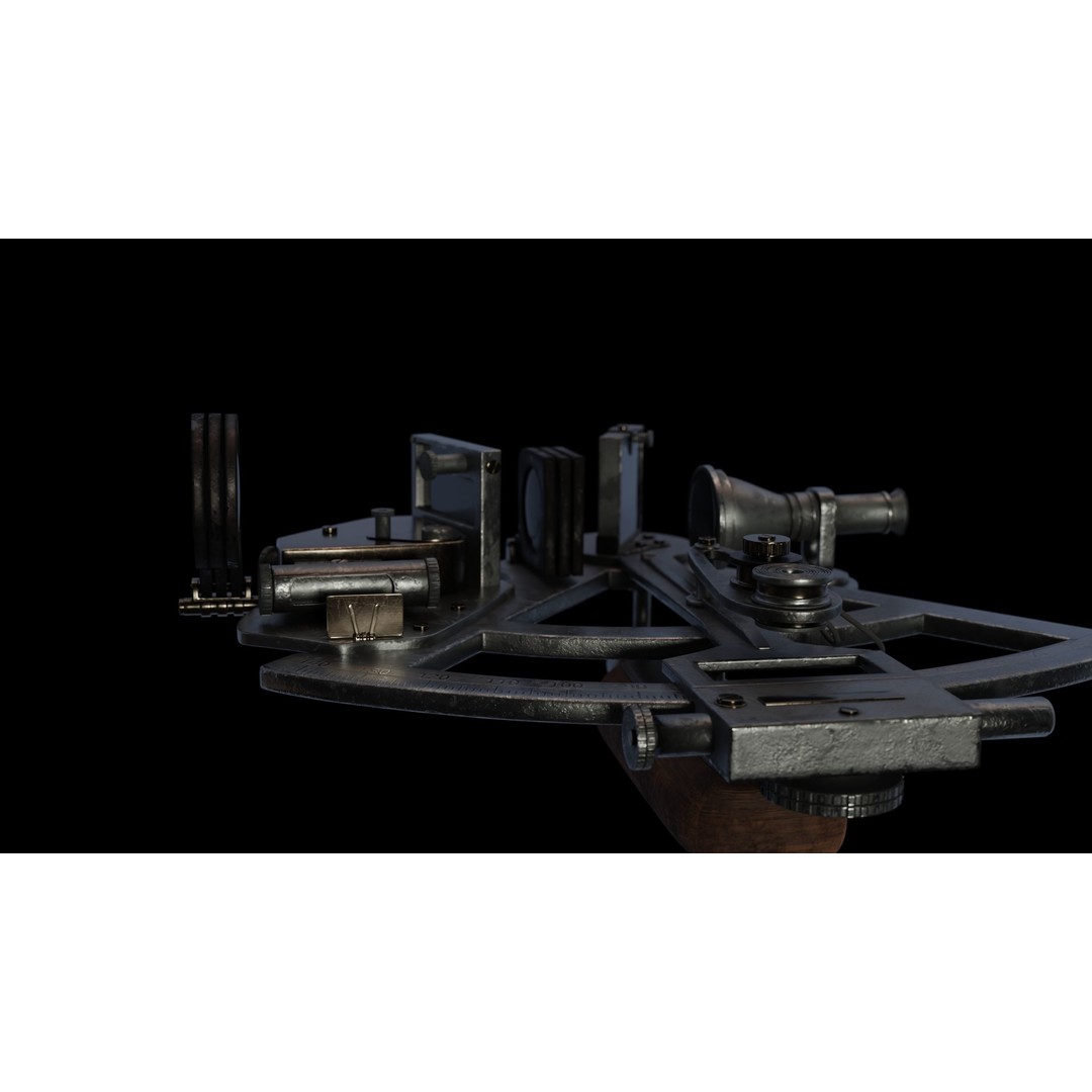 Precision Sextant 3D Model – Low Poly PBR Navigation Tool, Blender - View 7