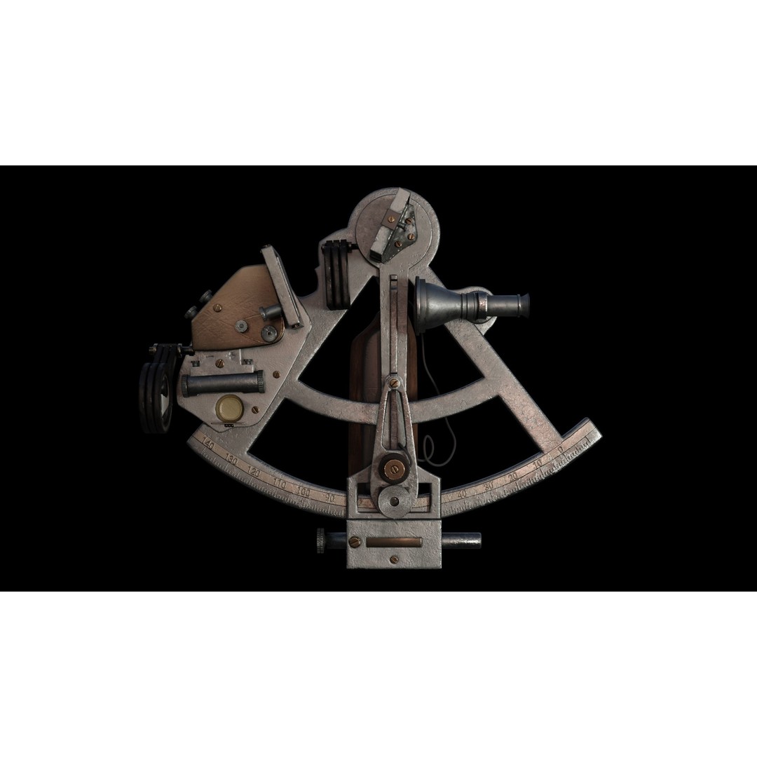Precision Sextant 3D Model – Low Poly PBR Navigation Tool, Blender - View 8