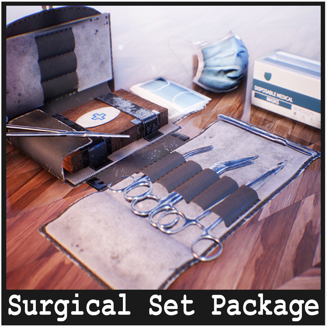 Surgical Set 3D Model – Low Poly Medical Equipment, FBX - View 3