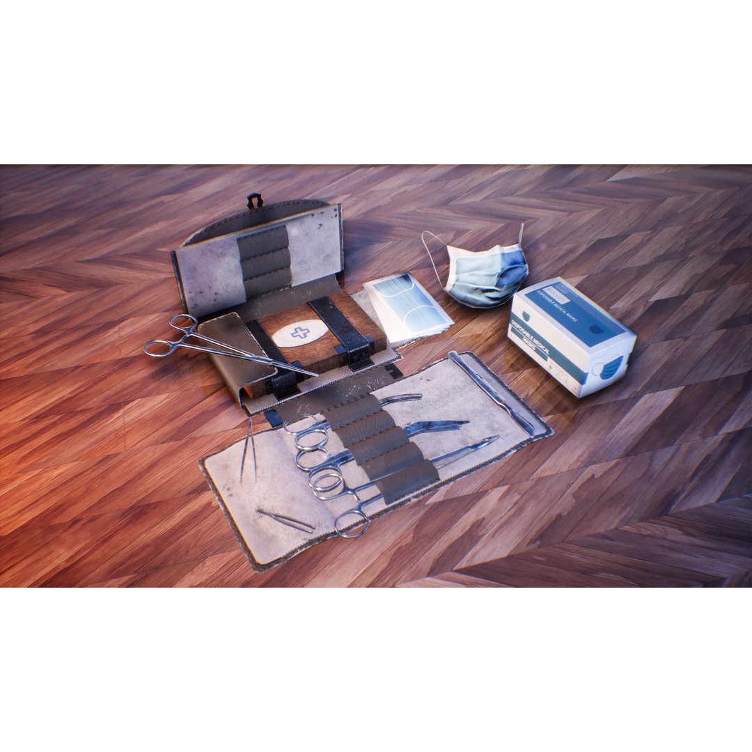 Surgical Set 3D Model – Low Poly Medical Equipment, FBX - View 6