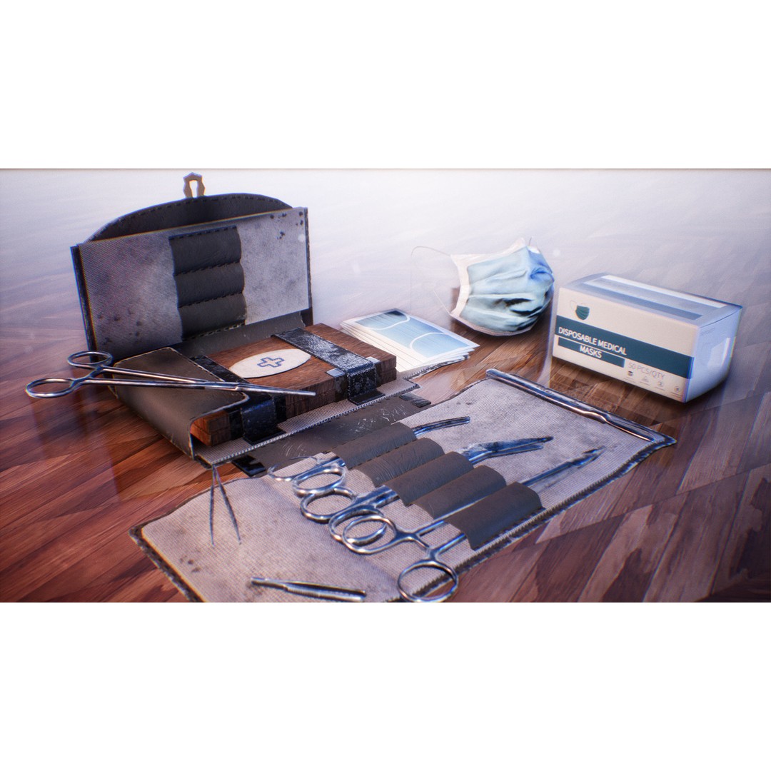 Surgical Set 3D Model – Low Poly Medical Equipment, FBX - View 7