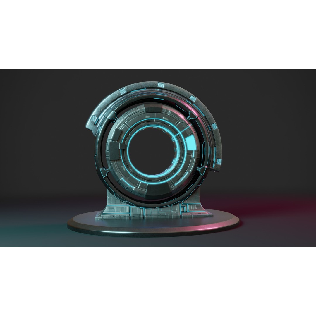 Sci-fi Portal 3D Model – Futuristic Design with PBR Textures, FBX - View 3