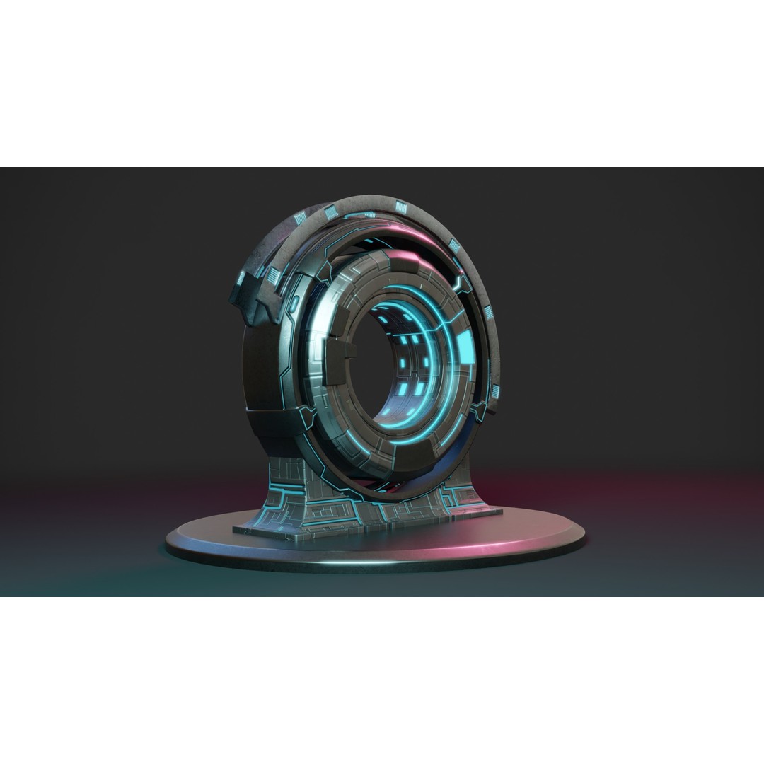 Sci-fi Portal 3D Model – Futuristic Design with PBR Textures, FBX - View 4