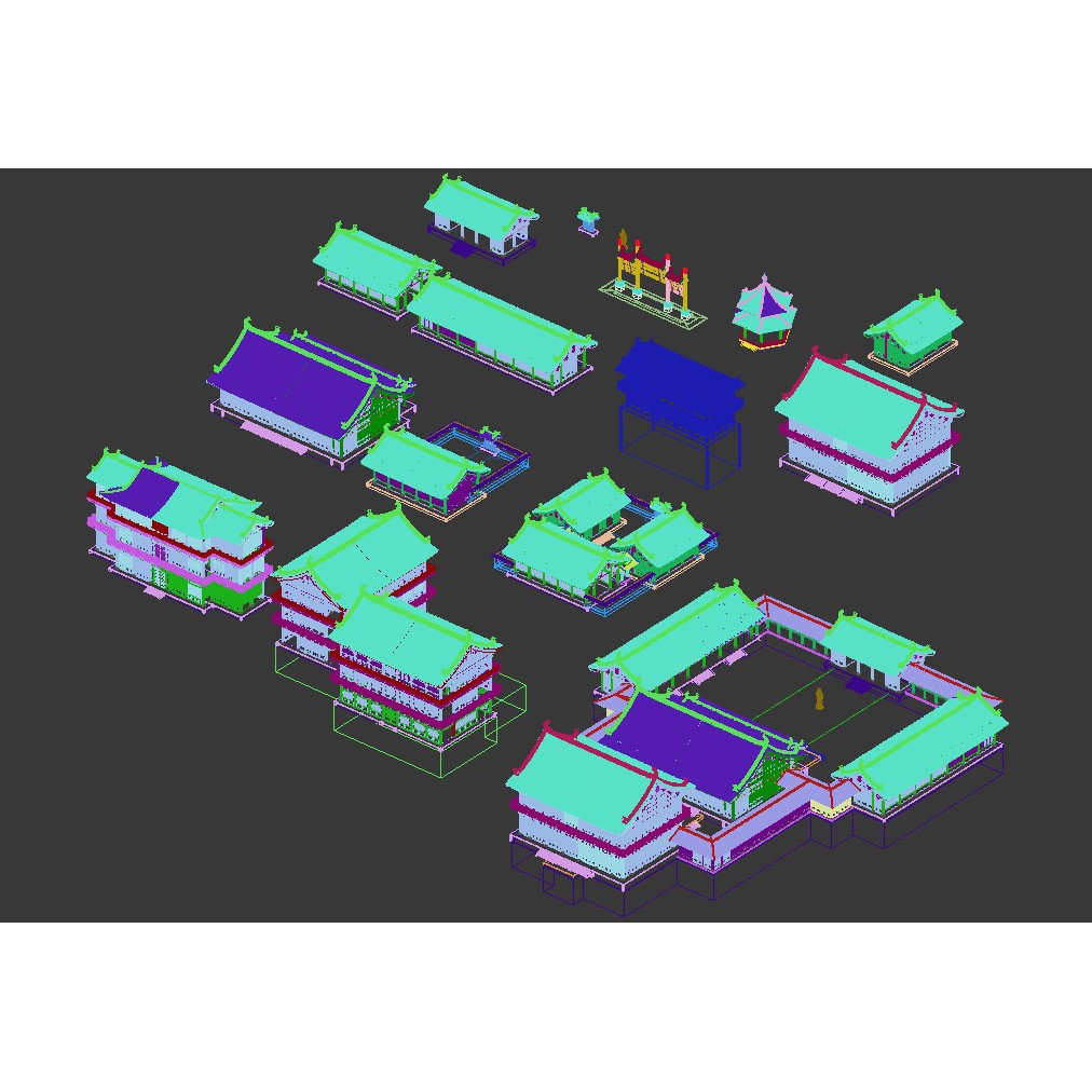Ancient Chinese Architecture 3D Model – Traditional Palace Structure, FBX