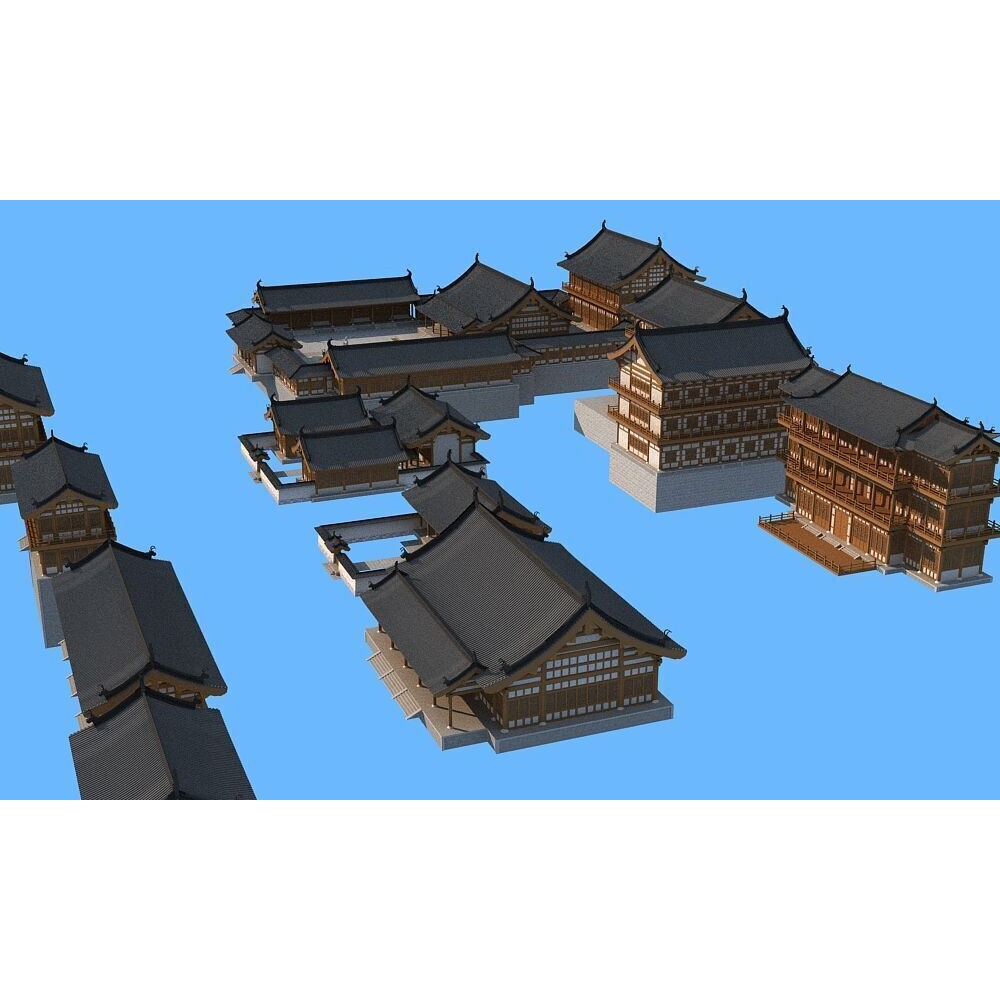 Ancient Chinese Architecture 3D Model – Traditional Palace Structure, FBX - View 3