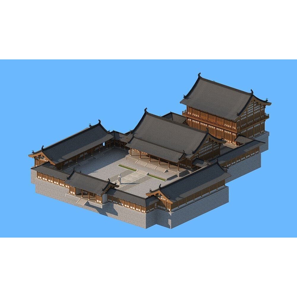 Ancient Chinese Architecture 3D Model – Traditional Palace Structure, FBX - View 4