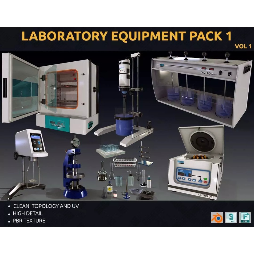 Laboratory Equipment 3D Model – Low Poly PBR Assets, FBX, OBJ - View 2