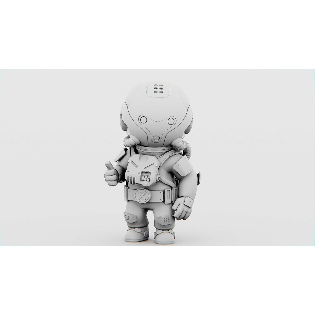 Toon Astronaut K-2500 3D Model – Rigged Sci-Fi Character for Unity & Unreal Engine - View 37