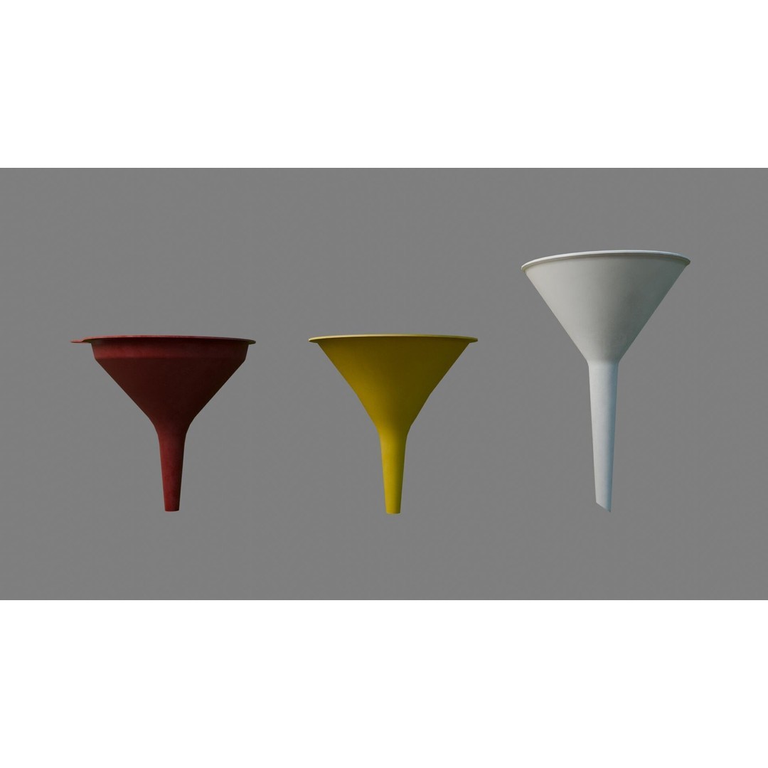 Funnels 3D Model – Low Poly Laboratory & Industrial Set, FBX