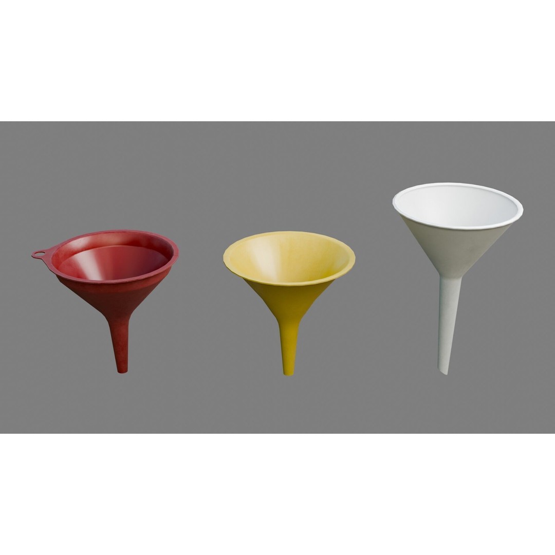 Funnels 3D Model – Low Poly Laboratory & Industrial Set, FBX - View 3