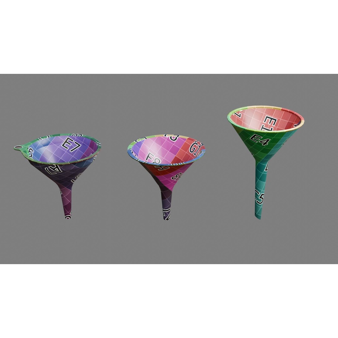Funnels 3D Model – Low Poly Laboratory & Industrial Set, FBX - View 4