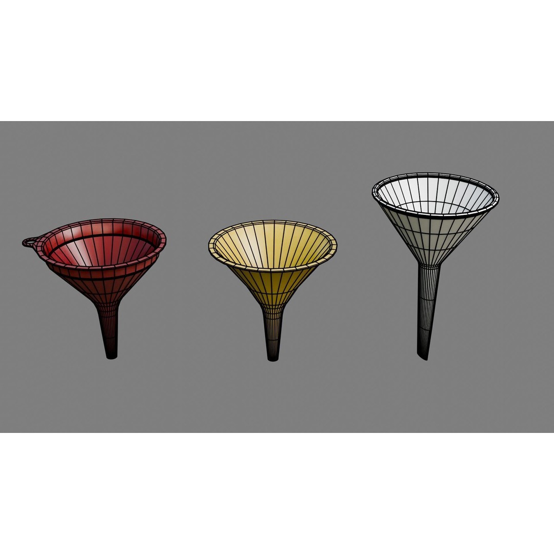 Funnels 3D Model – Low Poly Laboratory & Industrial Set, FBX - View 5