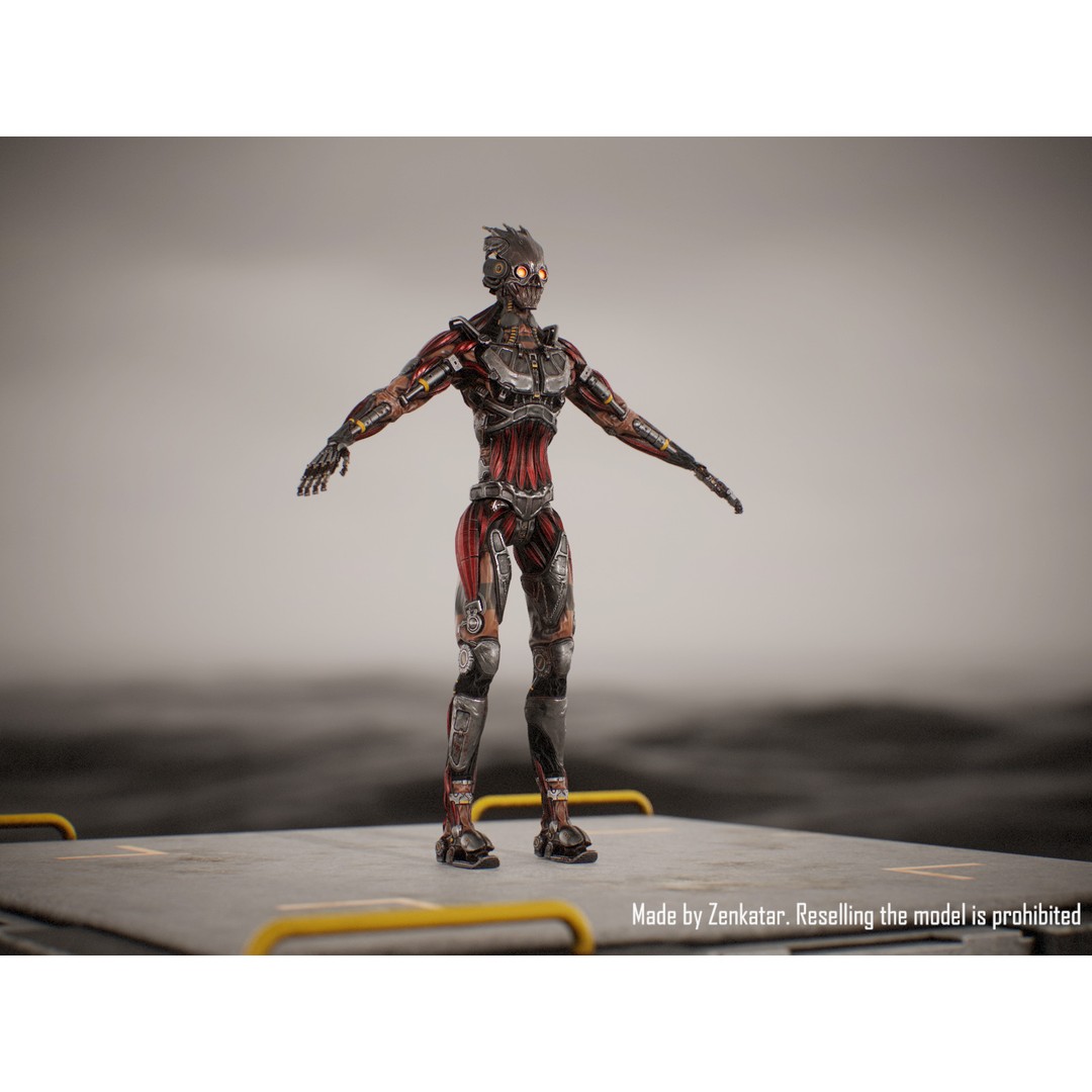 Horror Robot 3D Model – Game-Ready Low-Poly Rigged Character - View 13