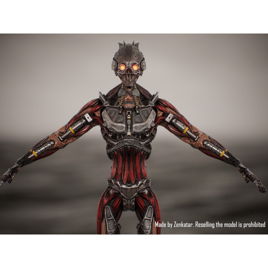 Horror Robot 3D Model – Game-Ready Low-Poly Rigged Character - View 15