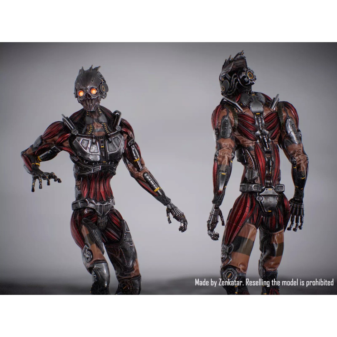Horror Robot 3D Model – Game-Ready Low-Poly Rigged Character - View 2
