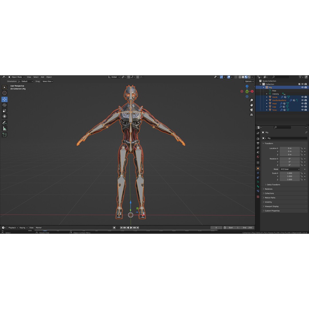 Horror Robot 3D Model – Game-Ready Low-Poly Rigged Character - View 24