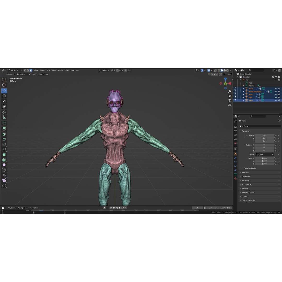 Horror Robot 3D Model – Game-Ready Low-Poly Rigged Character - View 25
