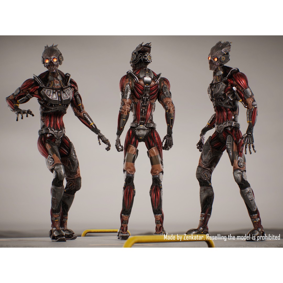 Horror Robot 3D Model – Game-Ready Low-Poly Rigged Character - View 3