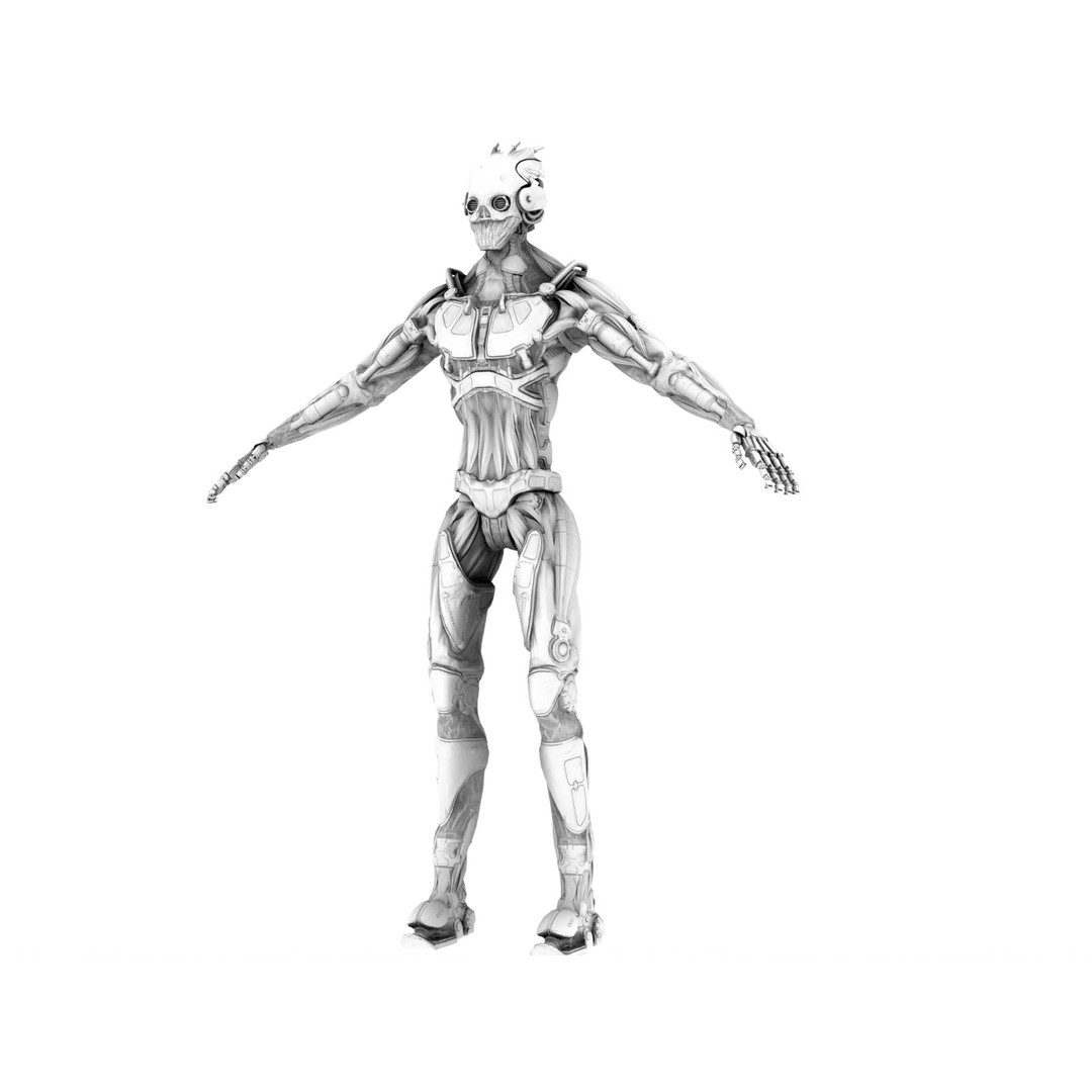 Horror Robot 3D Model – Game-Ready Low-Poly Rigged Character - View 32