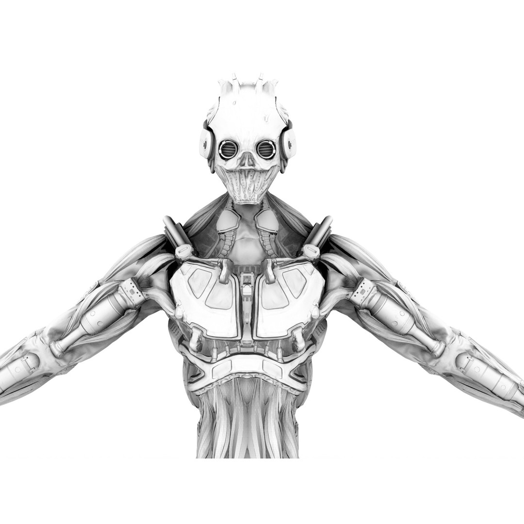 Horror Robot 3D Model – Game-Ready Low-Poly Rigged Character - View 33