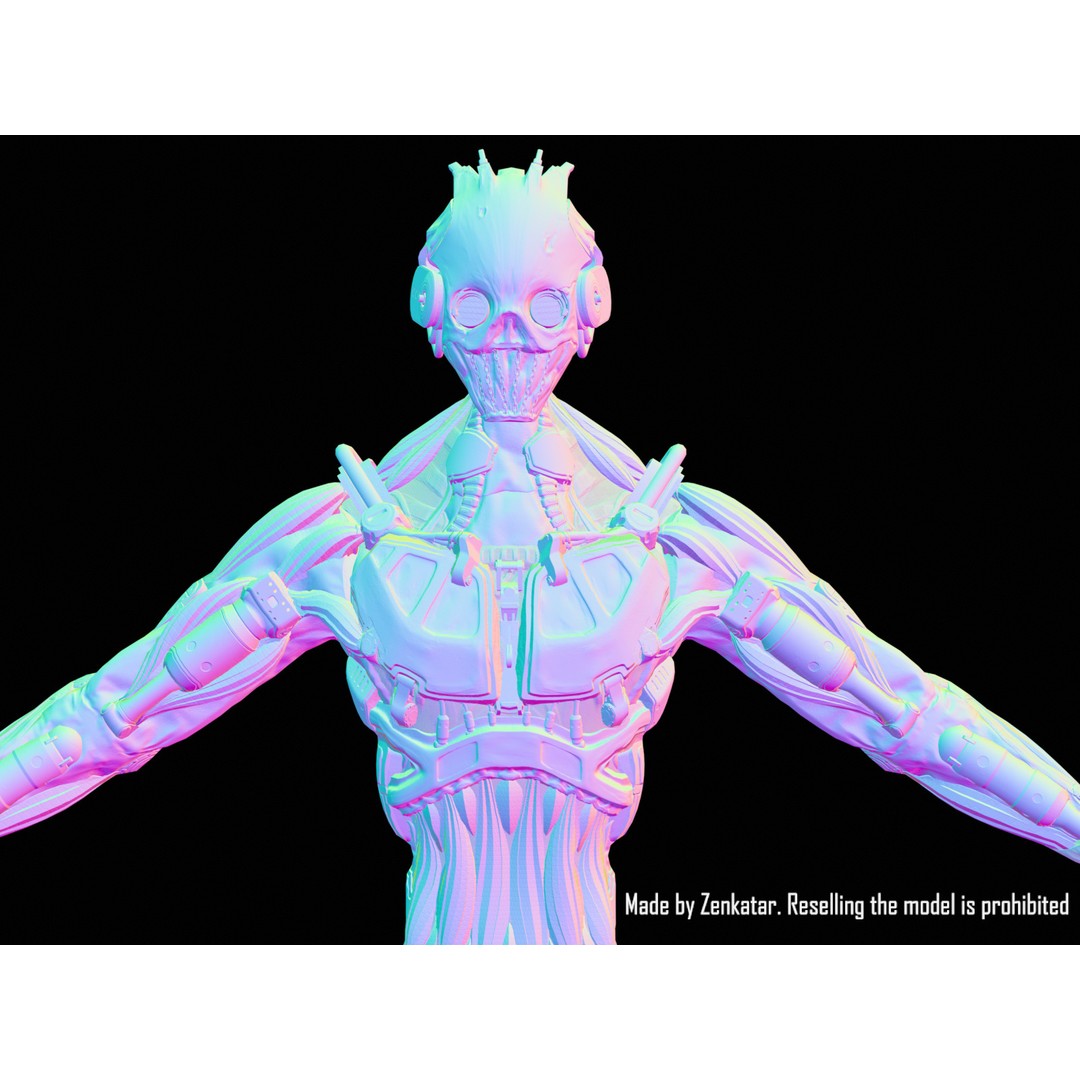 Horror Robot 3D Model – Game-Ready Low-Poly Rigged Character - View 39