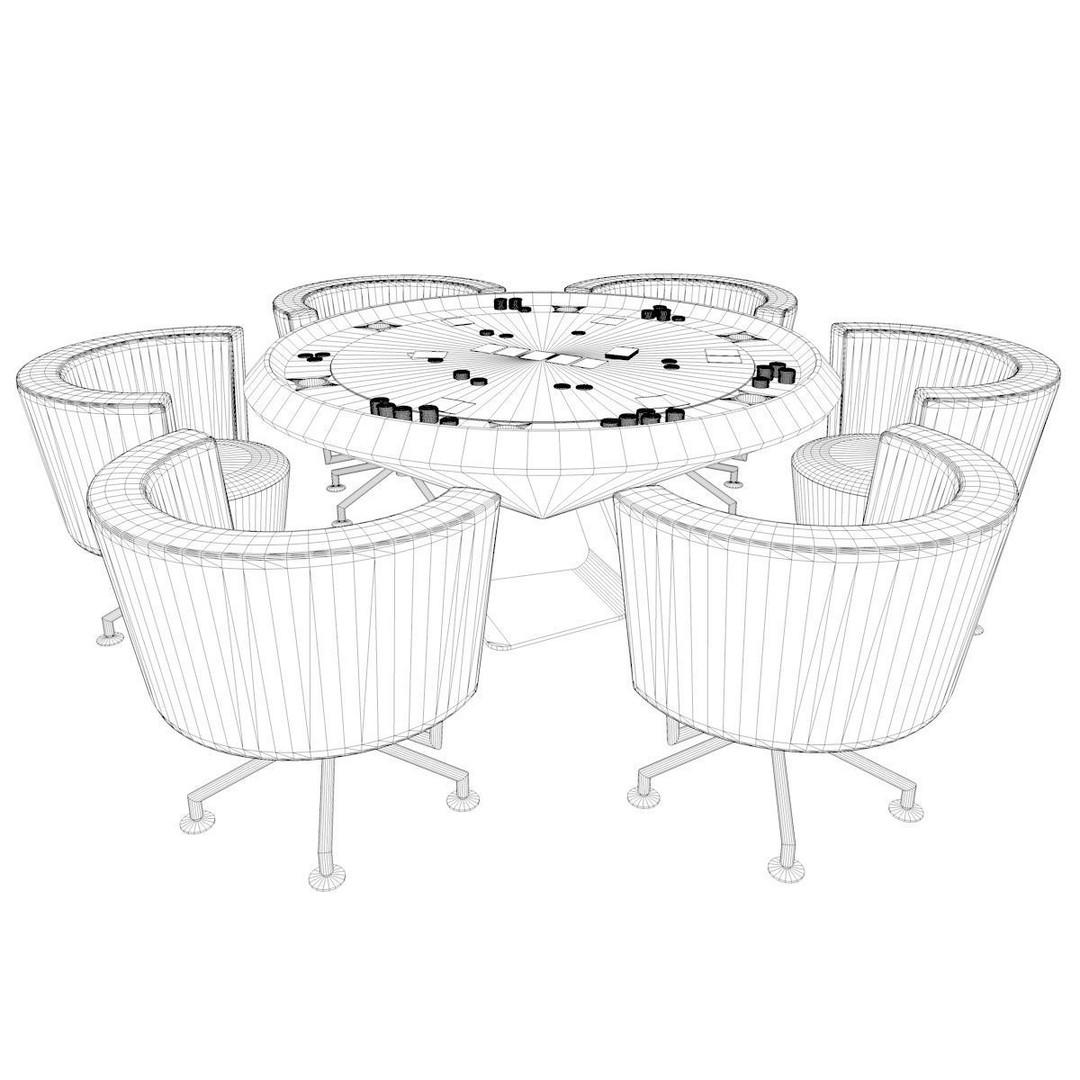 SciFi Poker Table 3D Model – Low Poly Game Asset, FBX & OBJ - View 12