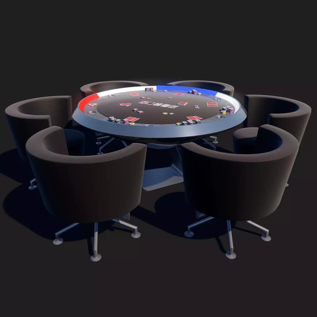 SciFi Poker Table 3D Model – Low Poly Game Asset, FBX & OBJ - View 2