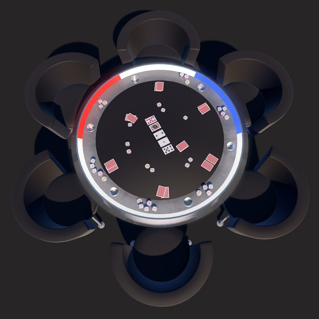 SciFi Poker Table 3D Model – Low Poly Game Asset, FBX & OBJ - View 3