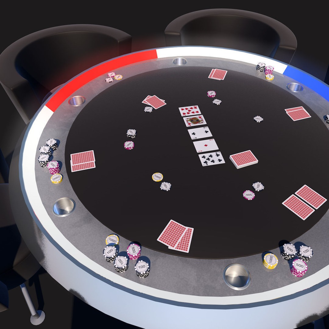 SciFi Poker Table 3D Model – Low Poly Game Asset, FBX & OBJ - View 4