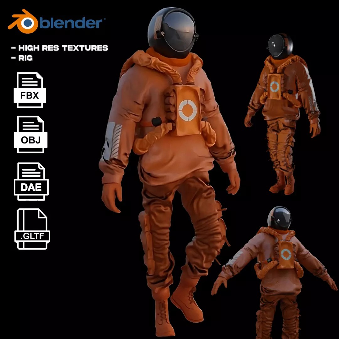 AstroCyber Emissary - Low-Poly Game-Ready 3D Model - View 2