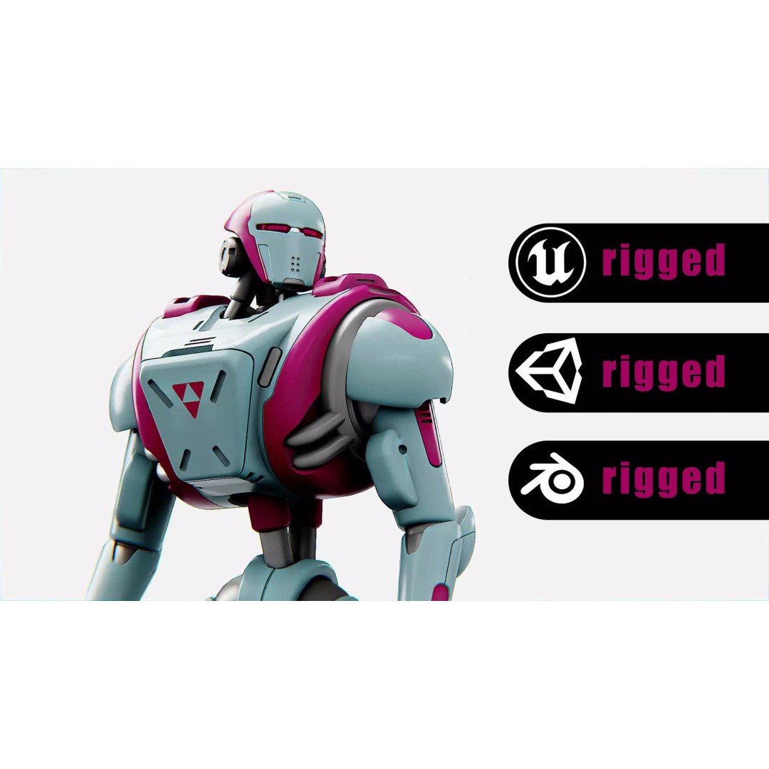 Android Mecha C 3D Model – Rigged Sci-Fi Character for Unity & Unreal - View 2