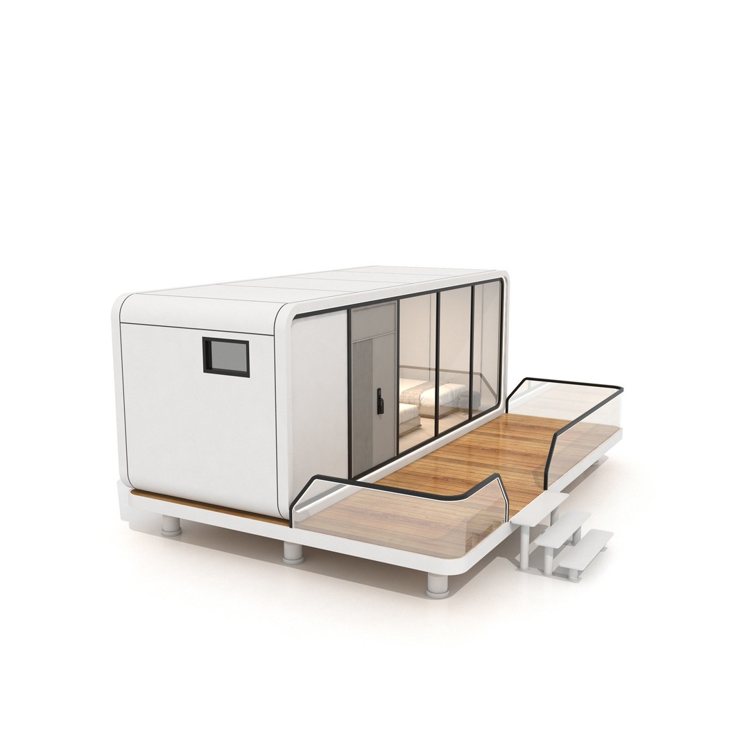 Space Cabin Homestay 3D Model – Modern Capsule Design, FBX - View 10