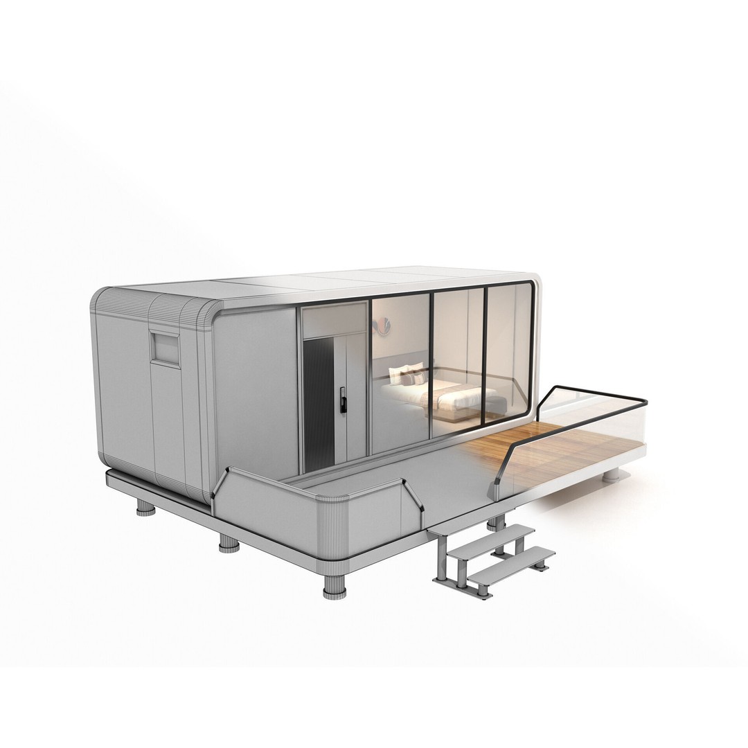 Space Cabin Homestay 3D Model – Modern Capsule Design, FBX - View 8