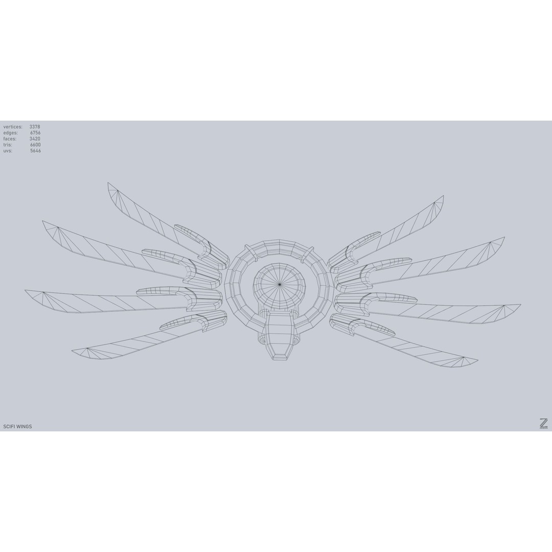 Sci-Fi Wings 3D Model – Low Poly Game Asset, FBX, PBR Textures