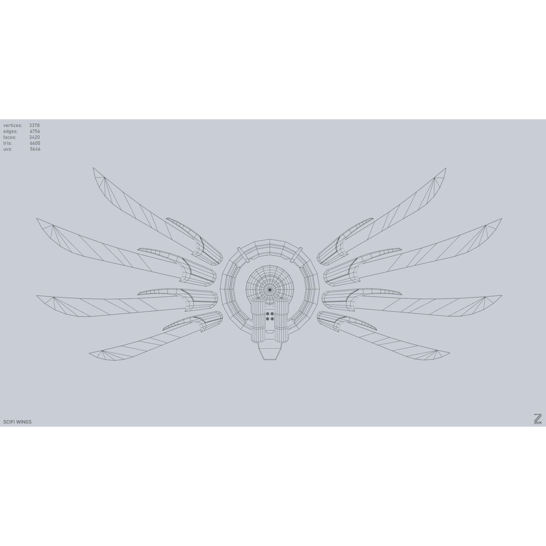 Sci-Fi Wings 3D Model – Low Poly Game Asset, FBX, PBR Textures - View 10