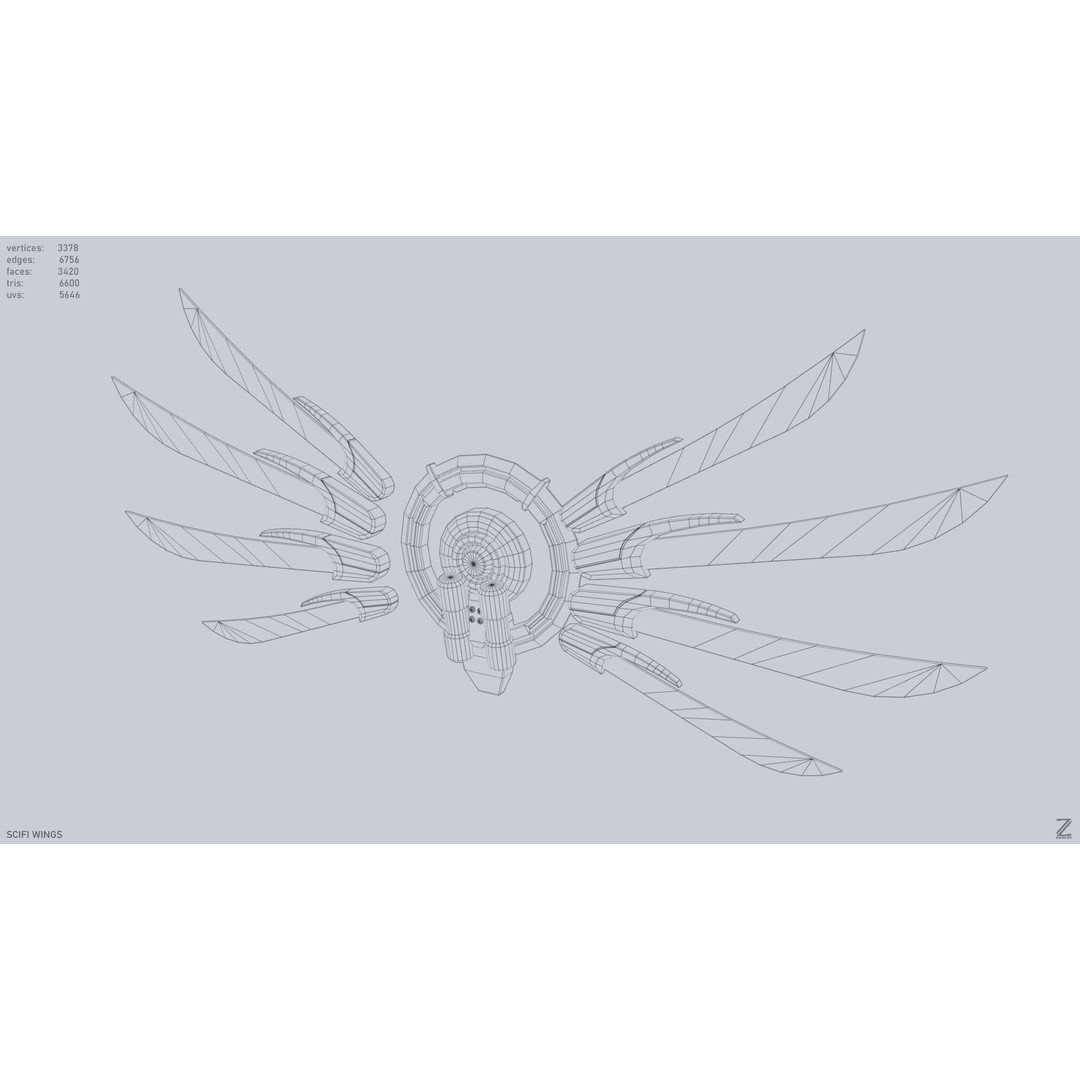 Sci-Fi Wings 3D Model – Low Poly Game Asset, FBX, PBR Textures - View 11