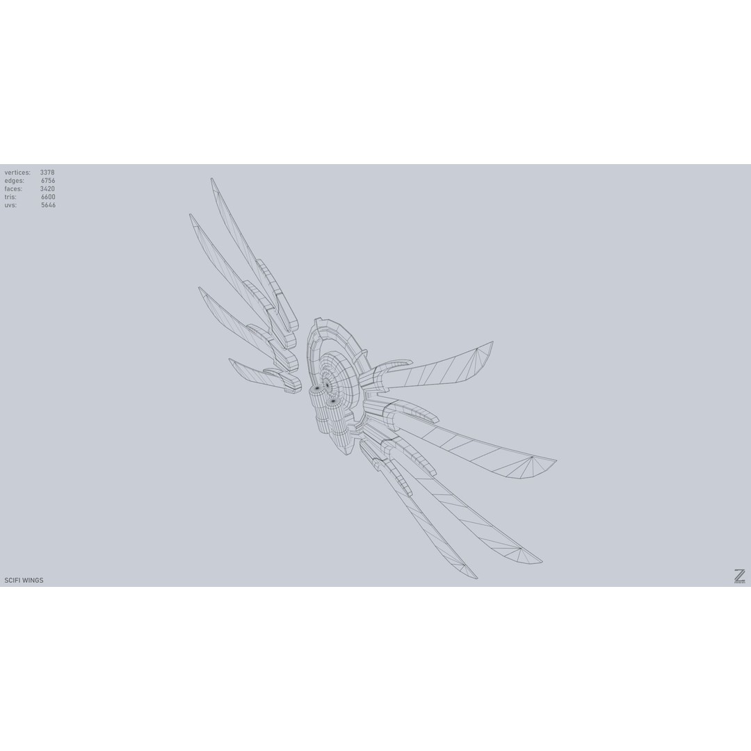 Sci-Fi Wings 3D Model – Low Poly Game Asset, FBX, PBR Textures - View 12