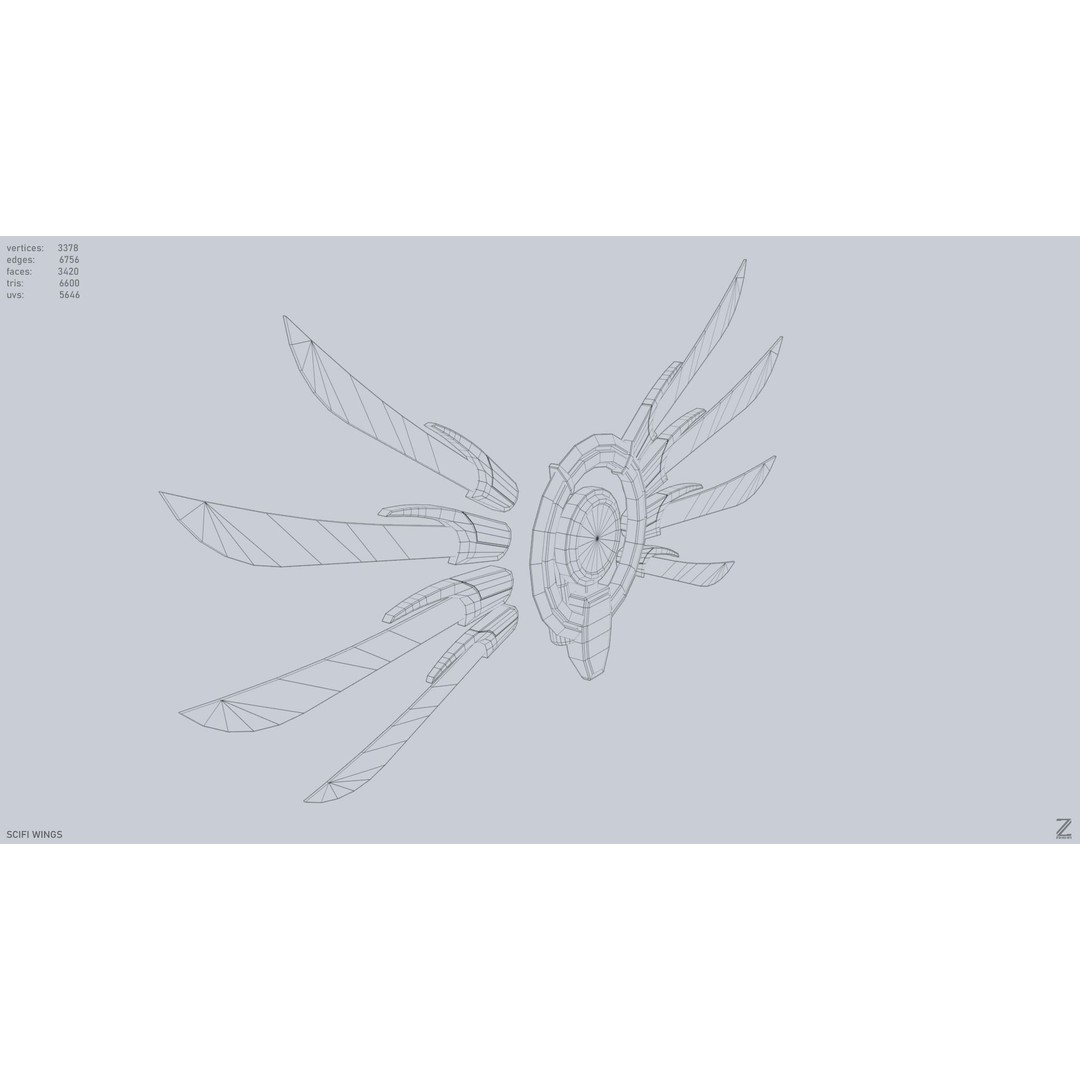 Sci-Fi Wings 3D Model – Low Poly Game Asset, FBX, PBR Textures - View 13
