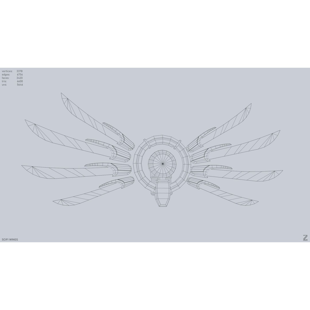 Sci-Fi Wings 3D Model – Low Poly Game Asset, FBX, PBR Textures - View 14