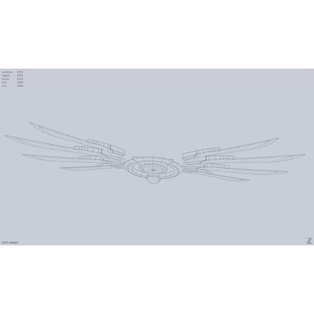 Sci-Fi Wings 3D Model – Low Poly Game Asset, FBX, PBR Textures - View 15