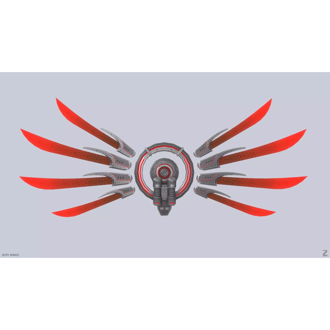 Sci-Fi Wings 3D Model – Low Poly Game Asset, FBX, PBR Textures - View 2
