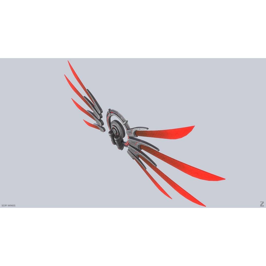 Sci-Fi Wings 3D Model – Low Poly Game Asset, FBX, PBR Textures - View 5