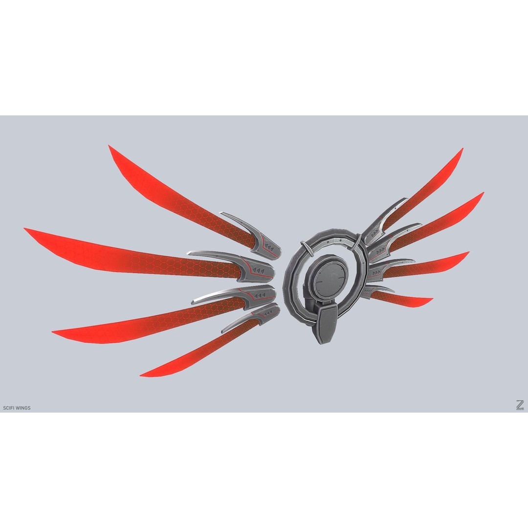 Sci-Fi Wings 3D Model – Low Poly Game Asset, FBX, PBR Textures - View 6