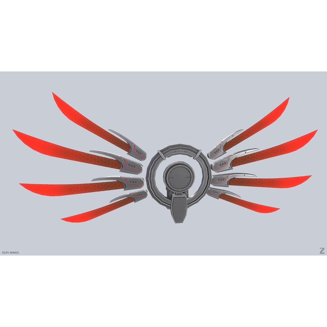 Sci-Fi Wings 3D Model – Low Poly Game Asset, FBX, PBR Textures - View 7
