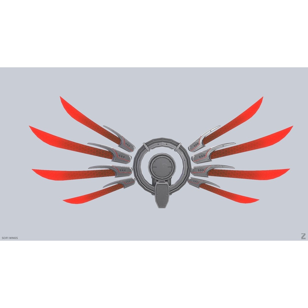Sci-Fi Wings 3D Model – Low Poly Game Asset, FBX, PBR Textures - View 9