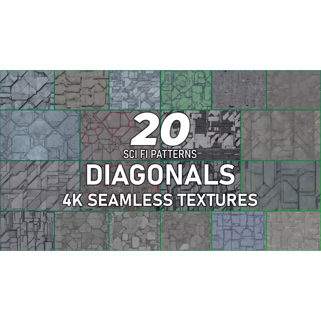 Seamless Sci-fi Panel Textures 3D Model – 20 Unique Designs, JPG - View 2
